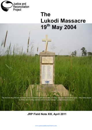 The memorial monument stone in Lukodi remembers those who died in the massacre