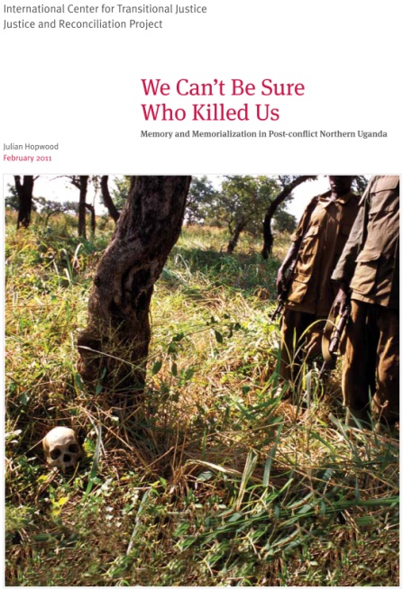 The skull of a victim rests at the Barlonyo massacre site, 2006